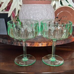 Anthropologie Green Glass Coupes
